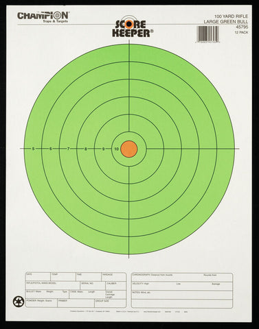 Scorekeeper, 100 Yd. Large Green Bull 12 PK