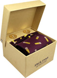 JACK PYKE TIE HANKY AND CUFFLINK SET CARTRIDGE WINE/GREEN