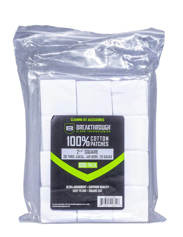 Breakthrough Square Cotton Patches ..2-1/4"" x 2-1/4" 600 pcs / .38-.45 caliber /.410 - .20 guage